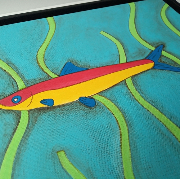 Original Acrylic Painting Sardine with Black Frame - Picture 4 of 7